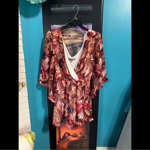 Bailey Blue Tropical Print Faux-Wrap Romper